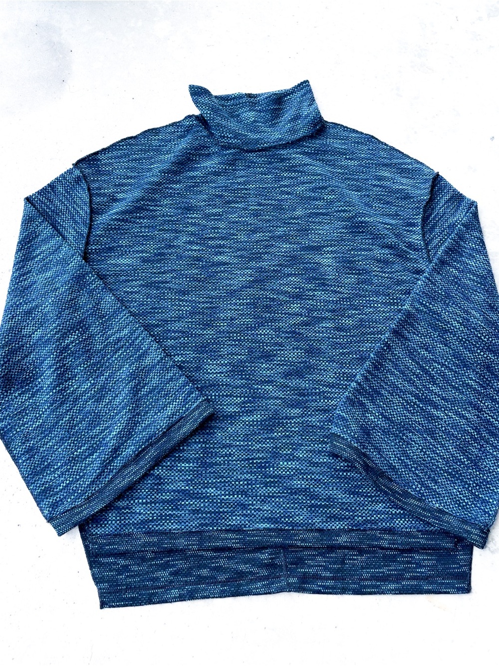 Free People We The Free Blue Marled Mock Neck Pullover Sweater Large